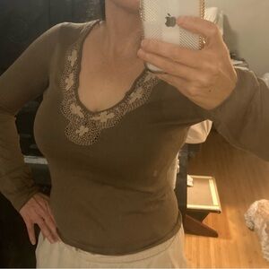 Elie Tahari Tan Embellished Blouse